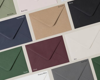 Premium Colorplan Envelopes C6, 5x7 or C5, Wedding Invitation or RSVP Envelopes, Printing Guest Addressing, Printed Envelopes