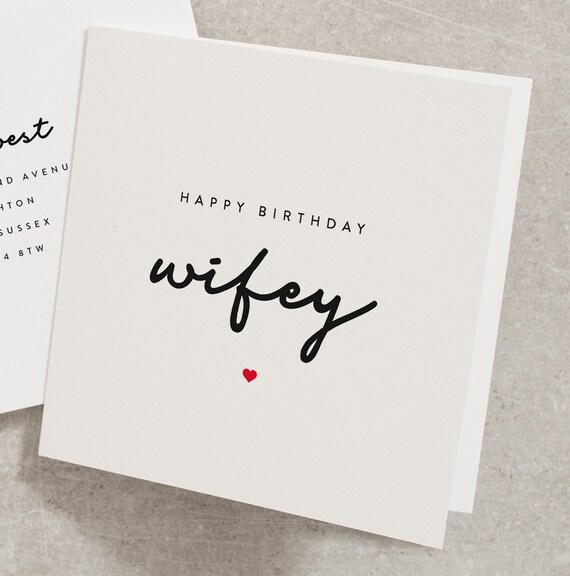 Happy Birthday Wifey Birthday Card for Wife for Her Birthday Etsy