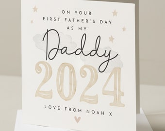 Personalised First Fathers Day 2024 Card, 1st Father's Day As My Daddy Card, 2024 Baby First Fathers Day Card, First Fathers Day Gift