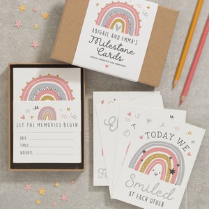 Twin Rainbow Baby Milestone Cards, Milestone Cards Twins, Expecting ...