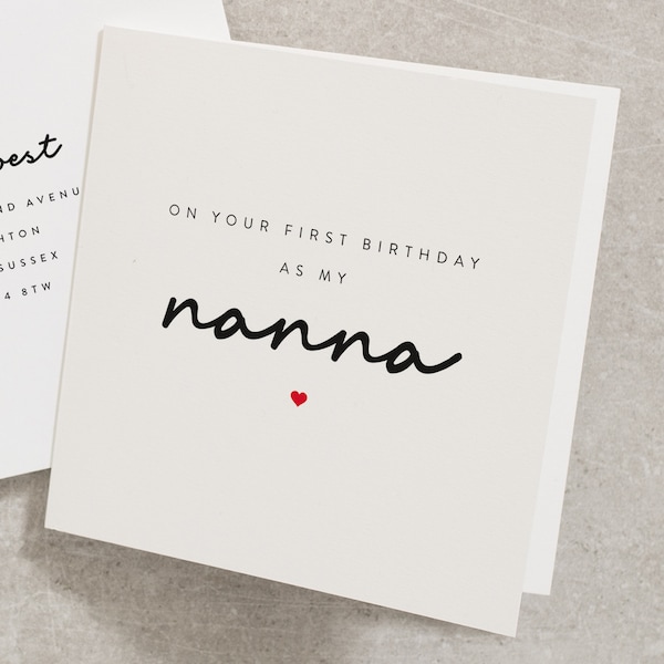 First Birthday as my Nanna, Birthday Card From Baby, Birthday Card For Grandma, Nanna, Nan, Simple Birthday Card For Grandparent BC218