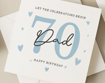 Birthday Dad Card, 70th Birthday Card For Dad, Seventieth Birthday Dad Card, Happy Birthday Dad, 70th Birthday Gift, Father, Dad