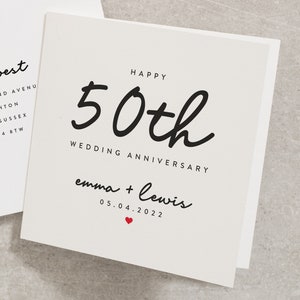 Happy 50th Wedding Anniversary Card, Personalised 50th Wedding Anniversary Card For Husband, Couples 50th Anniversary Card AN118