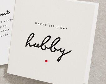 Happy Birthday Hubby, Birthday Card For Him, Husband Birthday Card, To My Husband, Cute Birthday Card For Him BC009