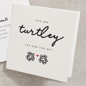 Funny Turtle Valentines Day Card for Her, You Are Turtly The One For Me Valentines Day Card for Him, Funny Turtle Anniversary Card VC034