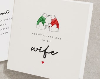 Merry Christmas Card For Wife, Wife Christmas Card, Christmas Wife Card, Wife Card For Christmas CC594