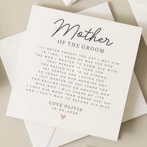 To My Mother In Law On My Wedding Day Card, Poem Card For Mother In Law, Thank you Mother of the Groom Card, Thank You Card To Mother In Law