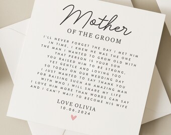 To My Mother In Law On My Wedding Day Card, Poem Card For Mother In Law, Thank you Mother of the Groom Card, Thank You Card To Mother In Law