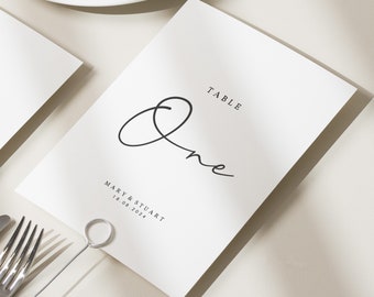 Elegant Wedding Table Name Cards, Simple Wedding Table Numbers, Calligraphy Table Name Cards, Double Sided Table Number Cards 'Mary'