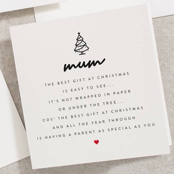 Special Mum Christmas Card, Christmas Card For Mum UK, Xmas Card For Mom, Parent Christmas Card, Nice Christmas Cards CC097