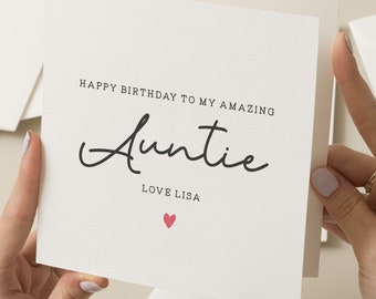 Happy Birthday Auntie Card, Aunty Birthday Card, Personalised Birthday Card For Aunt, Cute Birthday Gift For Her, Birthday Gift For Auntie