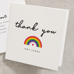 Rainbow Teacher Thank You Card, Personlised Teacher Name, Lockdown Teacher Thank You, Classroom Teaching Assistant, Teacher Gift TY009