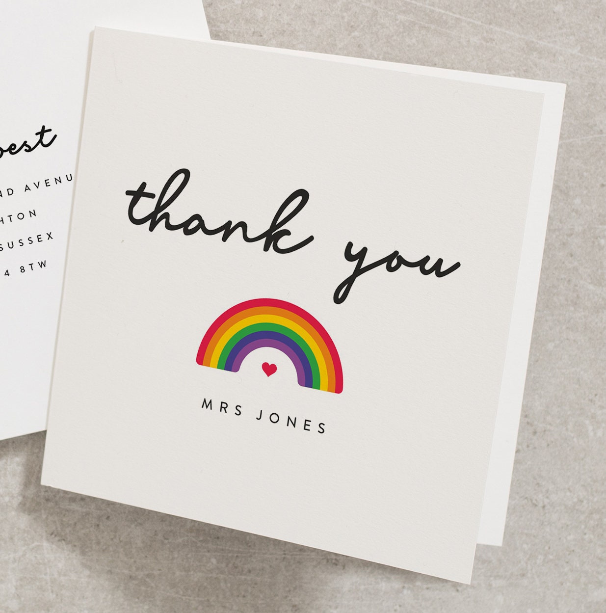 Rainbow Teacher Thank You Card Personlised Teacher Name Etsy Canada