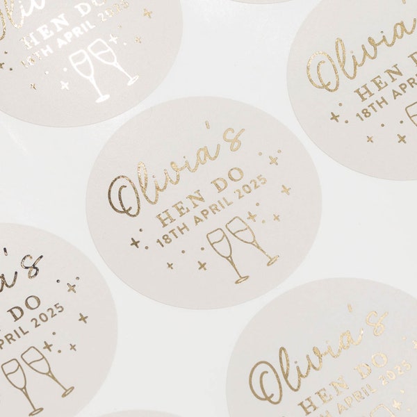 Personalised Hen Party Stickers, Hen Do Stickers, Hen Party Favour Sticker, Labels For Hen Party, Hen Do Party Bag Stickers, Gold Foil Label