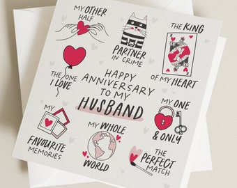 Anniversary Card For Him, Husband Anniversary Card, Anniversary Card Husband, Wedding Anniversary Gift, Cute Anniversary Gift For Partner