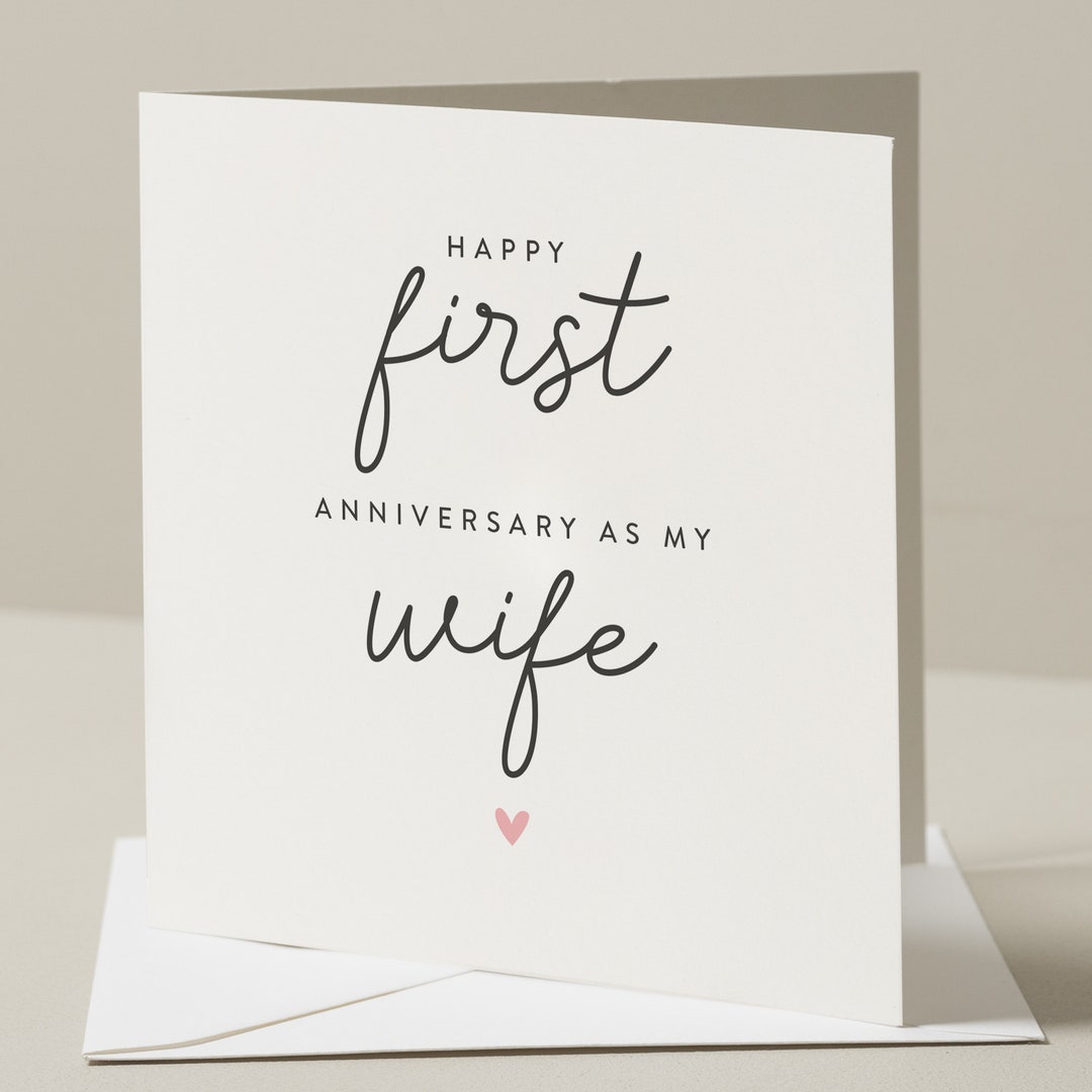 1 Year Anniversary Card, First Anniversary Card for Wife, Romantic ...
