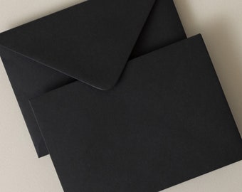 Enveloppes Jet Black C6, 5x7 ou C5, Enveloppes d’invitation de mariage noires, Enveloppes d’invitation en ébène, Enveloppes RSVP Colorplan, Enveloppes obsidienne