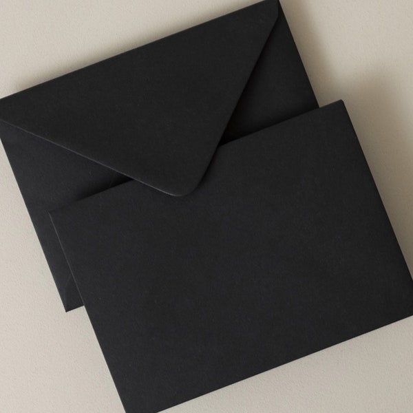 Jet Black Envelopes C6, 5x7 or C5, Black Wedding Invite Envelopes, Ebony Invitation Envelopes, RSVP Envelopes Colorplan, Obsidian Envelopes