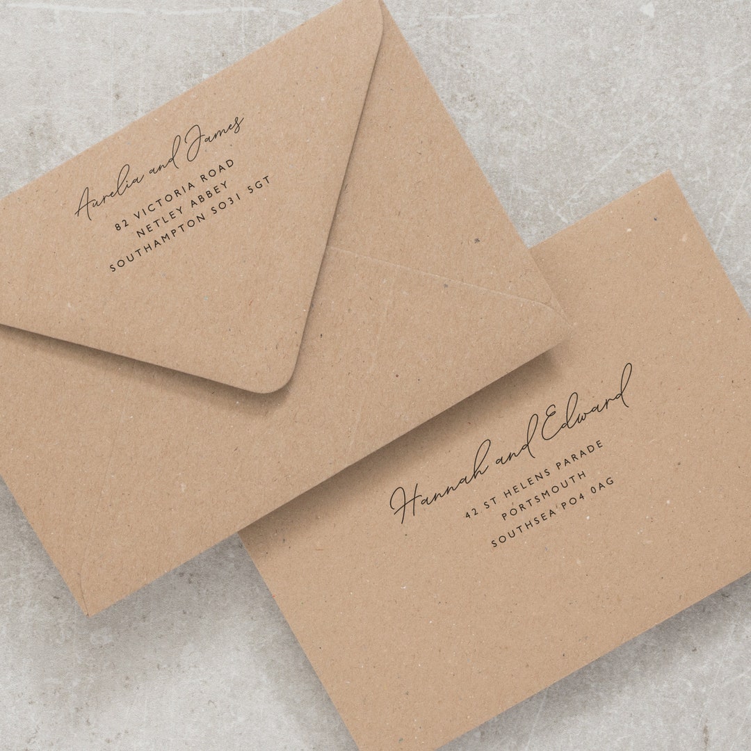 Printed Eco Kraft Envelopes C6 C5 or 5x7 Recycled Invitation Etsy UK