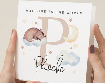 Carte de naissance personnalisée pour fille, cadeau pour nouveau-né garçon, carte de bienvenue dans le monde neveu, carte de nouveau-né pour petit-fils, petite-fille