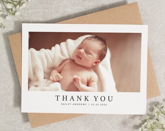 Personalised New Baby Thank You Card, Photo Baby Thank You, Baby Thank You Cards With Envelopes, New Baby Thank You Cards, New Arrival