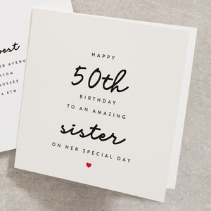 Sister 50th Birthday Card, Happy 50th Birthday To An Amazing Sister On Her Special Day, 50th Sister Card, 50 Birthday Card For Her BC578