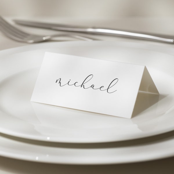 Place Cards, Simple Wedding Table Name Cards, Calligraphy Wedding Place Cards, Baptism, Minimalist Place Cards With Guest names 'Samantha'