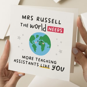 Carte Le meilleur aide-enseignant au monde, Carte pour aide-enseignant personnalisée, Carte de remerciement, Cadeau de fin d'année pour enseignant, Carte pour grand enseignant