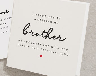 You're Marrying My Brother Engagement Card, Fun Engagement Card, Congratulations On Your Engagement, The Big Day Card For Engagement EN032