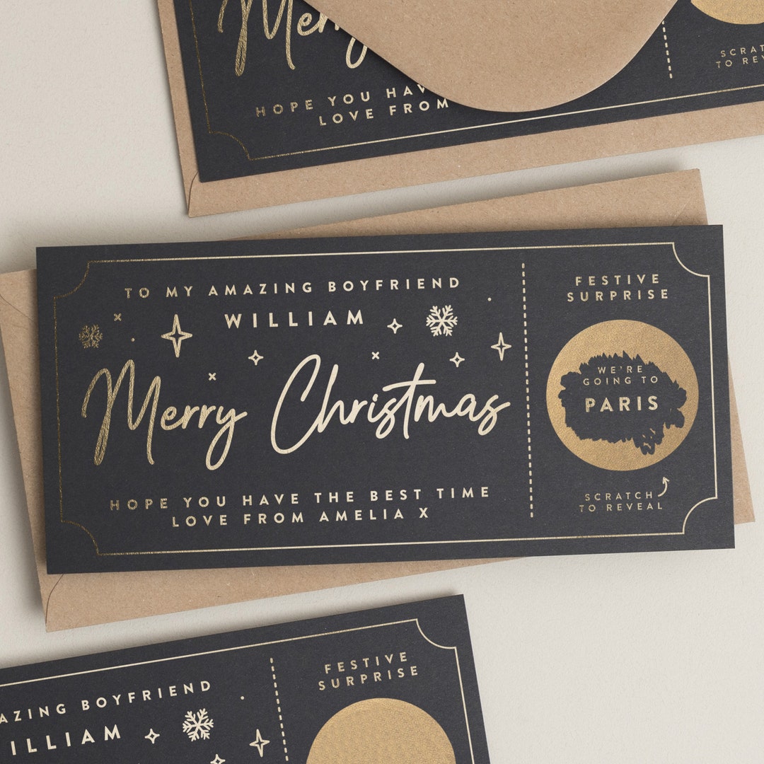 Personalised Christmas Gold Foil Scratch Gift Voucher, Gold Foil