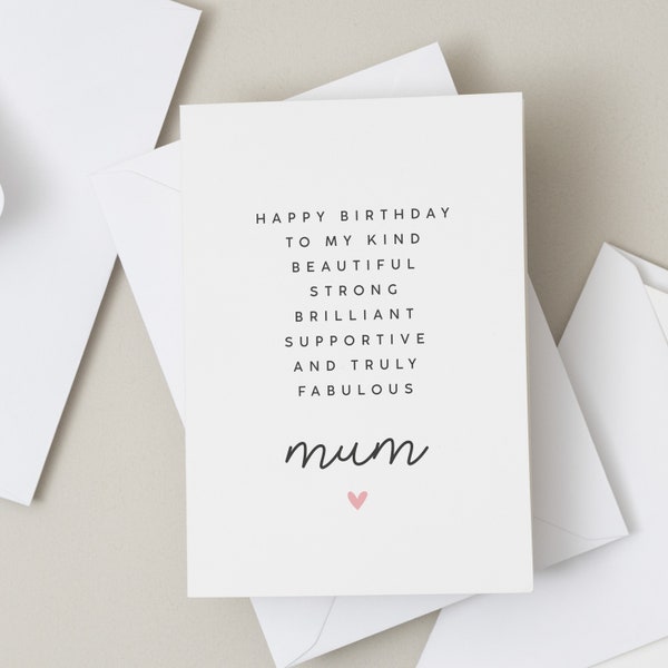 Mum Birthday Card, Amazing Mum Poem Card, Birthday Card For Her, Birthday Gift For Truly Wonderful Mum, Special Mummy Card