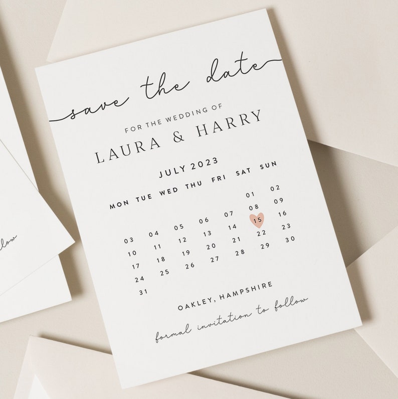 Hochzeit Save The Date Karten mit Umschlägen, Minimalistische Save The Date Karten, Einfache Save The Dates, Moderne Save Our Date Hochzeit Bild 4