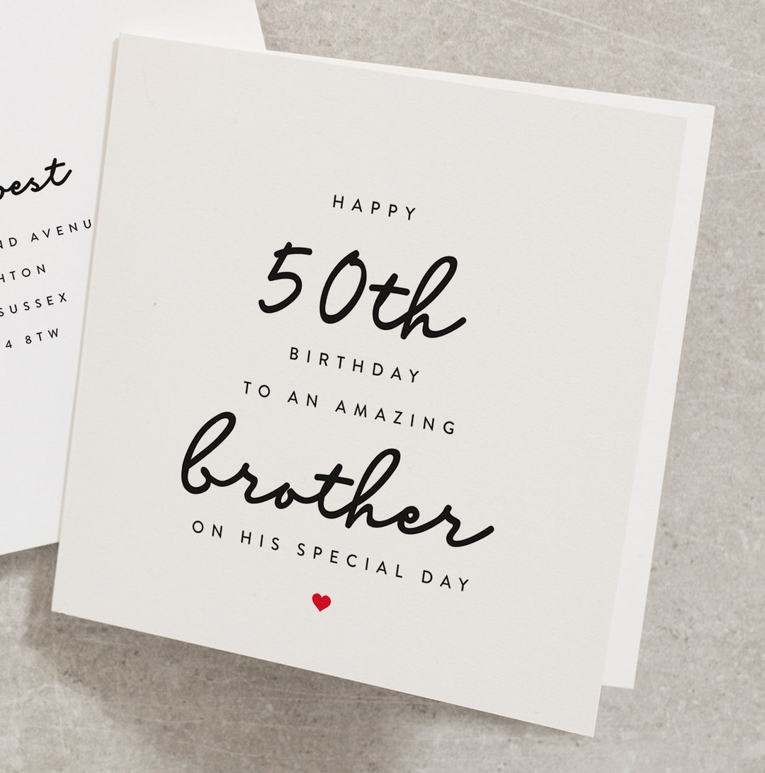 50th Brother Birthday Card Happy 50th Birthday to an Amazing Etsy UK