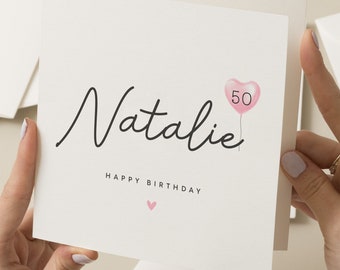 Personalisierte Karte zum 50. Geburtstag für Mama, Karte zum 50. Geburtstag für Frau, Karte zum 50. Geburtstag für Frau, Geschenk zum 50. Geburtstag für Schwester, Freundin