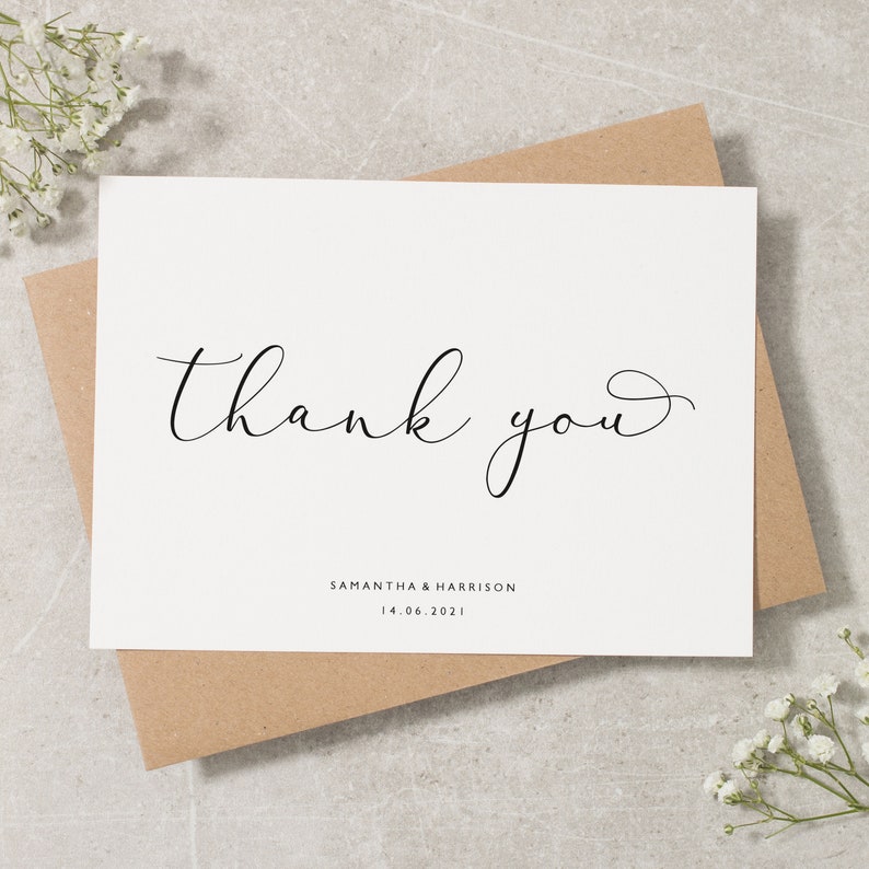 Wedding Thank You Card Simple Wedding Thank You Cards Etsy UK