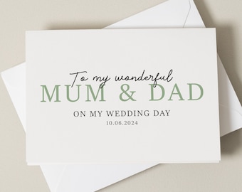 Personalised Wedding Card For Dad, To Mum, Wedding Day Card To Parents, To My Mum And Dad On My Wedding Day Card, Thank You Mum And Dad