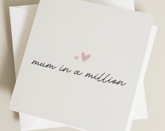 Mum Mother's Day Card, Mum In A Million Card, Special Mum Card, For Mum, Mother's Day Gift To Mum, Mum Birthday Card, For Her, Mummy