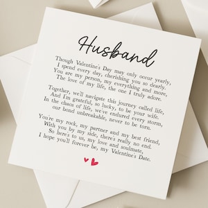 Husband Valentines Day Card, Poem Valentines Day Card For Husband, Valentines Day Card For Him, Romantic husband card, Valentine's Gift