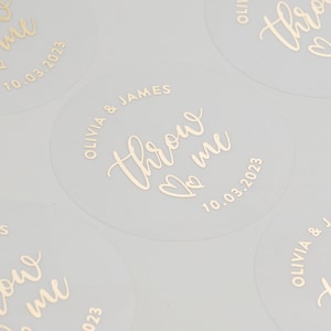 Confetti Stickers In Real Foil, Wedding Favour Stickers, Confetti Stickers Round, Personalised Throw Me Stickers, Bag Sticker, 51mm ST027