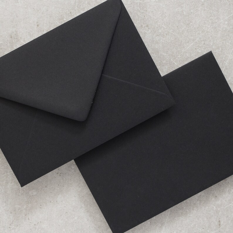 Jet Black Envelopes C6 5x7 or C5 Ebony Invitation or RSVP Etsy