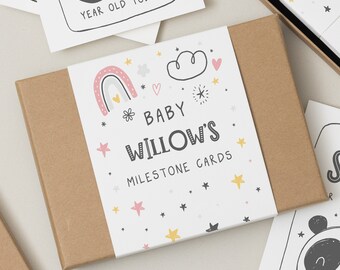 Baby Milestone Cards, Baby Shower Gift, Pregnancy Gift For Mum To Be, New Baby Girl, Gift for Parents To Be, Animal Milestone Cards