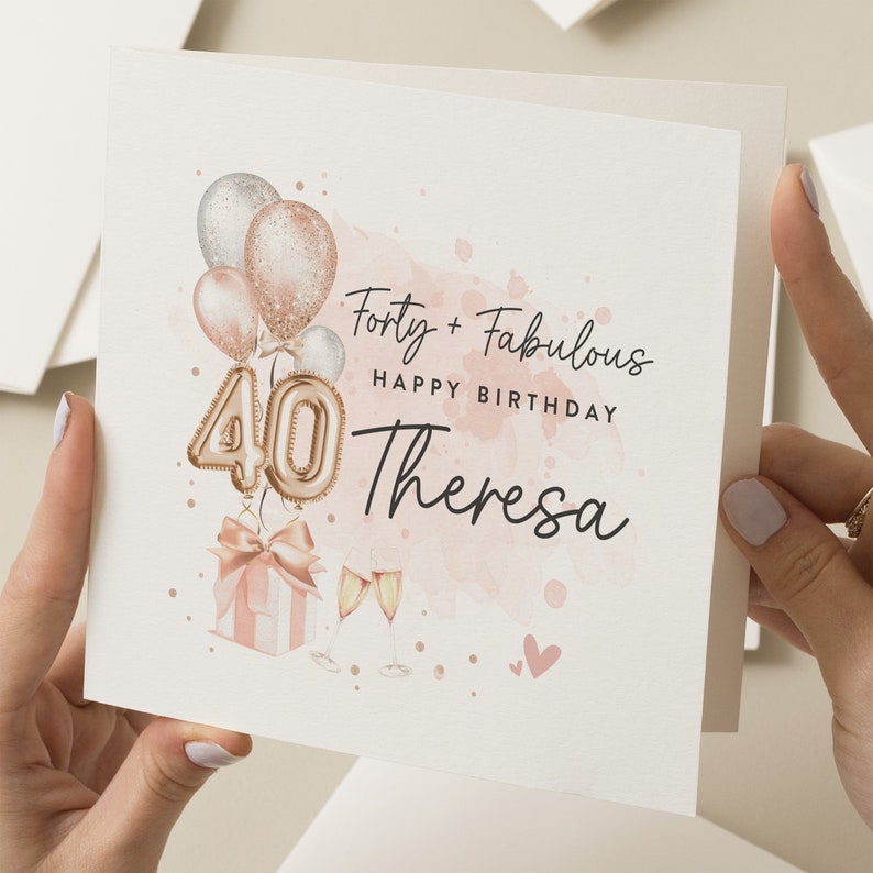 Personalised 40th Birthday Card For Mum, Woman Fortieth Birthday Card To Her, Wife 40th Birthday Card, 40th Birthday Gift For Sister, Friend image 1