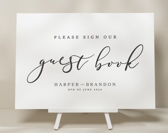 Modern Wedding Guest Book Sign, Sign Our Guest Book Sign For Wedding, Minimalistic Wedding Sign, Wedding Signage 'Harper'
