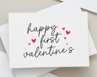 Husband First Valentine's Card, First Valentines Dady Card Boyfriend, Romantic Valentines Day Card for Her, Him, 1st Valentines Card Girl