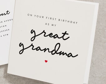 On your First Birthday As My Great Grandma, Birthday Card From Baby, Birthday Card From Kids, Great Grandma Birthday Card BC327