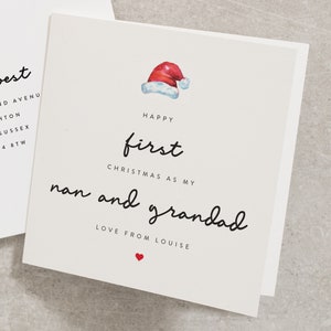 Nan and Grandad Christmas Card, First Nan and Grandad Christmas Card, Personalised Xmas Card, Christmas Nan and Grandad Card CC344 image 1