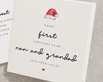 Nan and Grandad Christmas Card, First Nan and Grandad Christmas Card, Personalised Xmas Card, Christmas Nan and Grandad Card CC344