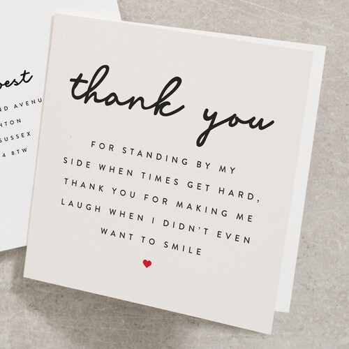 Thank You Card For Friend Best Friend Thank You Card Thank Etsy India
