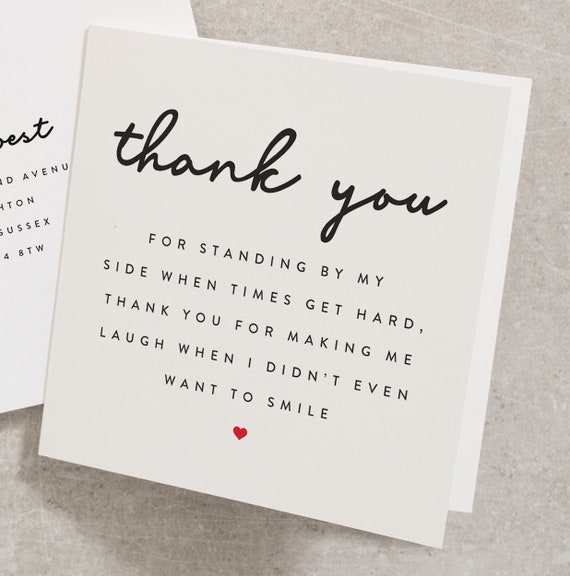 Thank You Card for Friend, Best Friend Thank You Card, Thank You