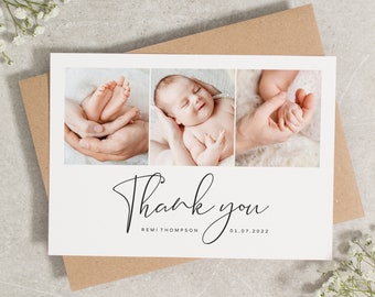 Baby Thank You Cards, Multi Photo Baby Thank You, Baby Thank You Cards With Photos, New Baby Thank You Cards, Personalised Thank You Card